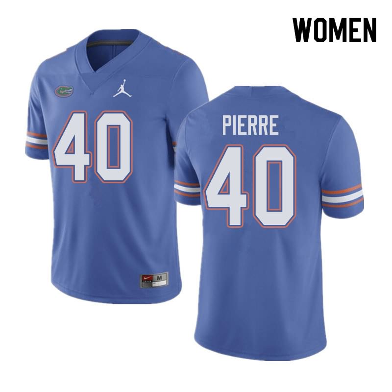 NCAA Florida Gators Jesiah Pierre Women's #40 Jordan Brand Blue Stitched Authentic College Football Jersey ONO5764HG